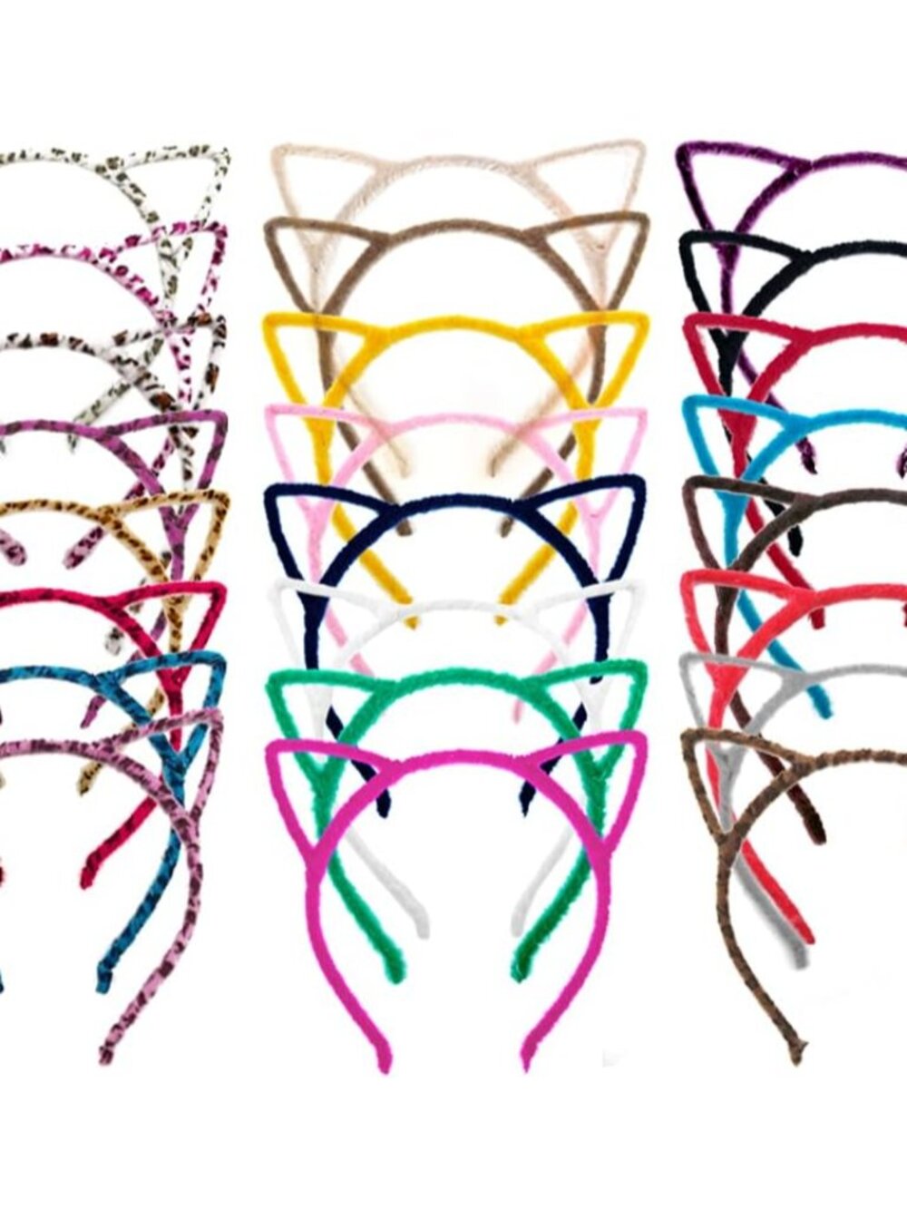 24 Colors Cat Ear Headbands,Plastic Cat Hair Hoops,Daily Decorations Party Lovel
